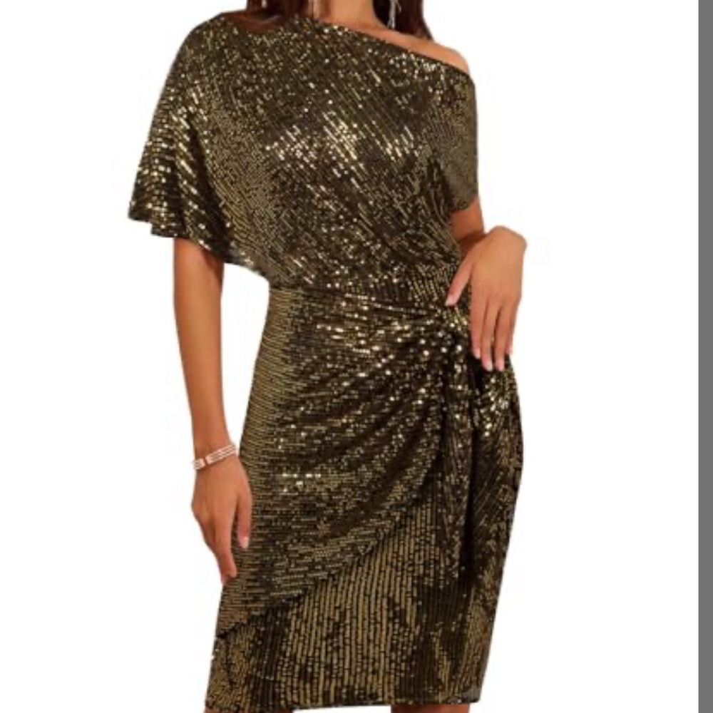 Elegant Gold Sequin Dress
